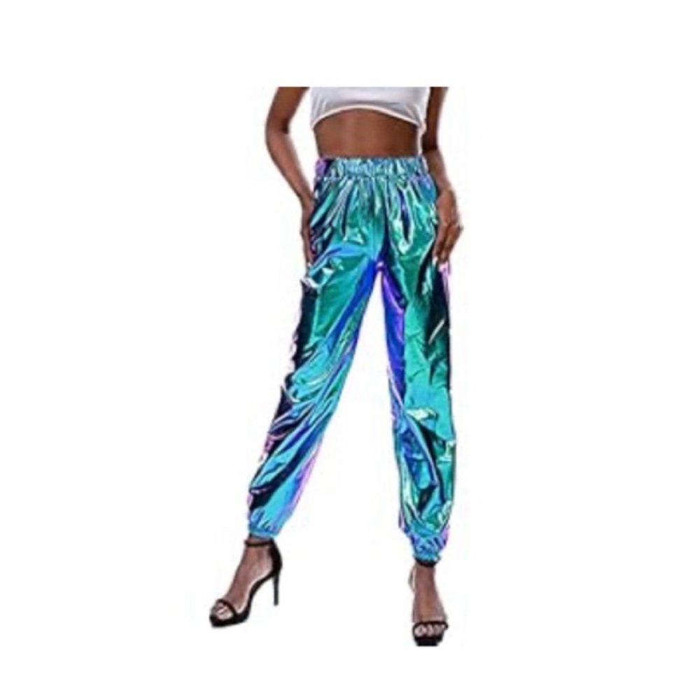 Casual Elastic High Waisted Pant Baggy Jogger Pants with Pockets